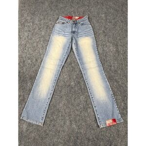 Indigo-Red Lux Industrial Denim Jeans Spray Wash Straight Leg Size 25 NWT 21000